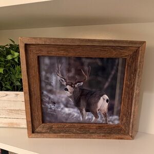 Rustic Framed Deer Buck Wall Art Approx. 13” x 11” – Woodland Cabin Lodge Decor
